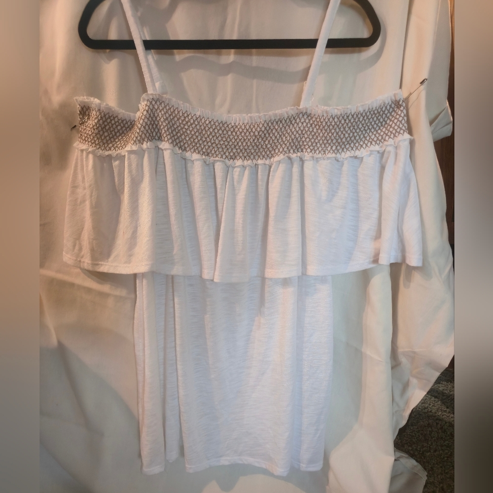 Terra & Sky White Ruffle Camisole